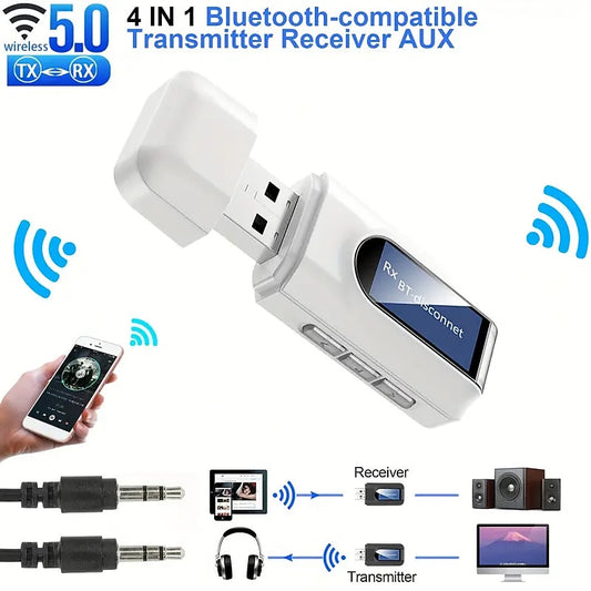 USB BT 5.0 Audio Transmitter Receiver LCD Display 3.5MM AUX RCA Stereo Wireless Adapter Dongle For PC TV Car Headphones 2024 - $11.99