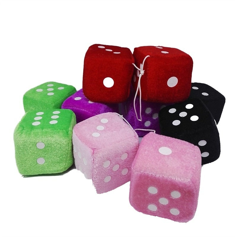 1Pair Car Pendant Interior Hanging Rearview Mirrors Short Plush Fuzzy Dice 2.75inc Plush Car Decorative Hanging Mirror Fuzzy Dice Lucky Hanging Access