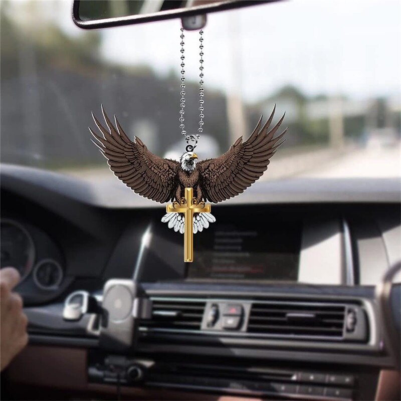 1pc Car Acrylic Brown Flying Eagle Hanging Decoration for Rear View Mirror Accessories Interior Pendant 2024 - $5.49