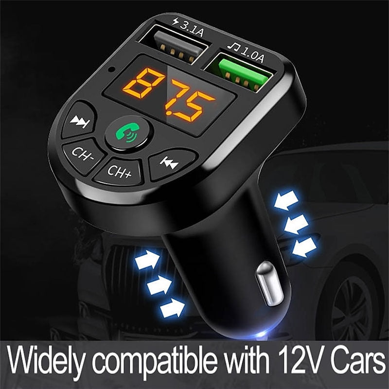 Bluetooth 5.0 FM Transmitter Car Kit MP3 Modulator Player Wireless Handsfree Audio Receiver Dual USB Fast Charger 3.1A 2024 - $7.99