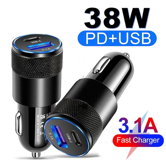 StarFire 38W USB Car Charger Quick Charge 3.0 Type-C Fast Charging Phone Adapter For IPhone 14 13 12 11 Pro Max For Redmi/Huawei/Samsung 2024 - $8.99