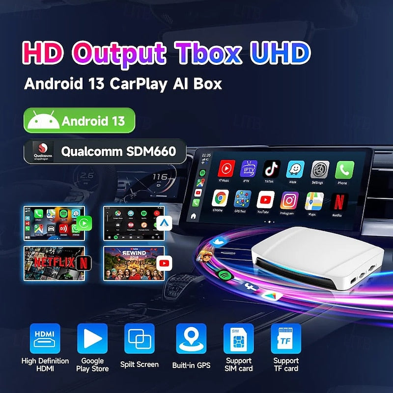 Carlinkit UHD Wireless CarPlay Android Auto Box CarPlay Al Box Android 13 Smart TV Streaming Box SDM660 UHD HDMI-Compatible Output 2024 - RON 1537.2