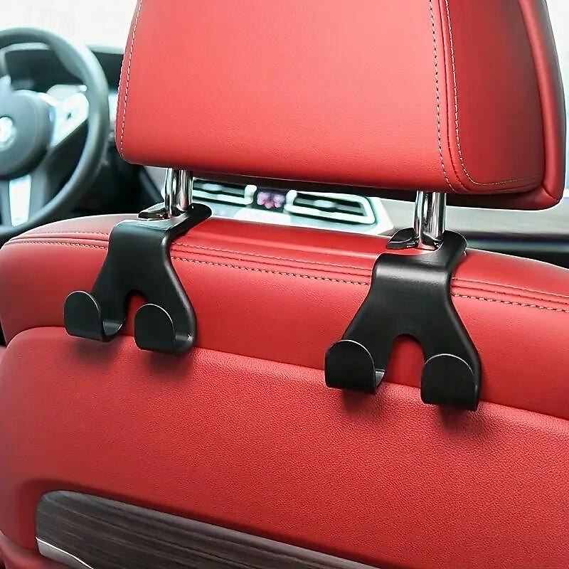 Car Hooks - Double Hook Set for Seat Back - Strong & Hidden Design - Space-Saving Car Organizer - Effortless Installation - Keeps Your Car Interior Ti