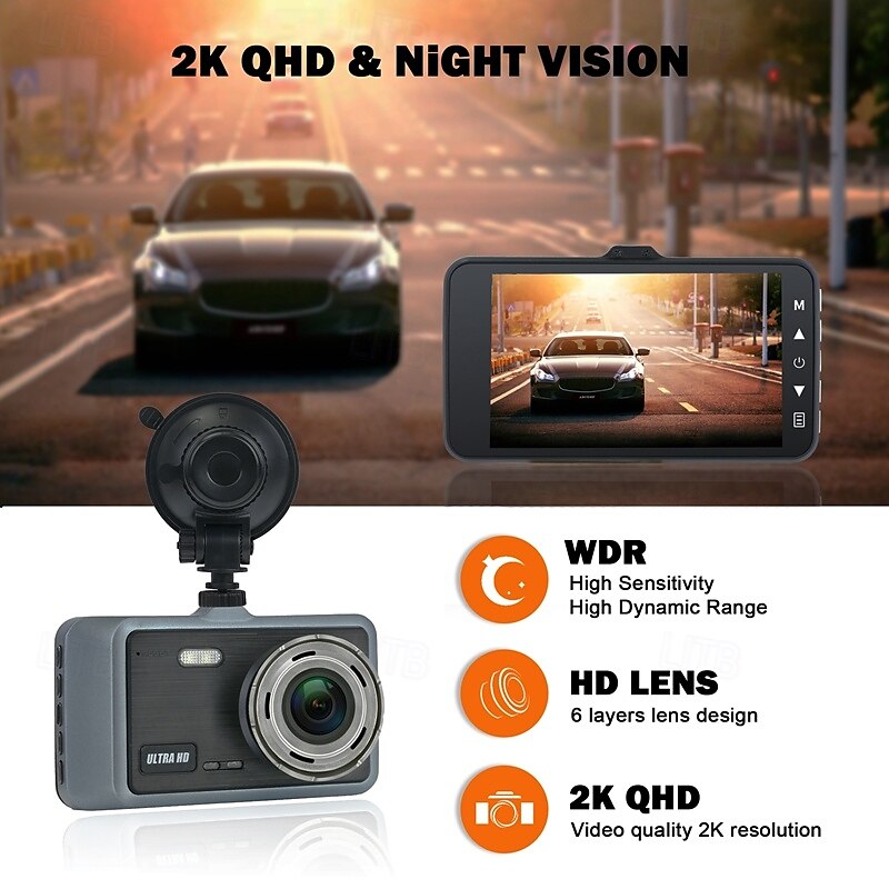 X9 1440P New Design / HD / with Rear Camera Car DVR 170 Degree Wide Angle 4 inch IPS Dash Cam with WIFI / Night Vision / G-Sensor 4 infrared LEDs Car