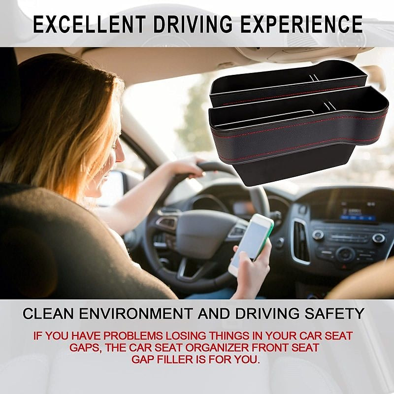Seat Side Organizer Cup Holder For Cars Leather Multifunctional Auto Seat Gap Filler Storage Box Seat Pocket Stowing Tidying 2024 - $9.99