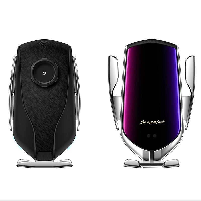 Wireless Car Charger Mount R2 Car Automatic Induction Charging Mobile Phone Holder Suction Cup Air Outlet 2 In 1 Fast Charging Holder for iPhone 13/13