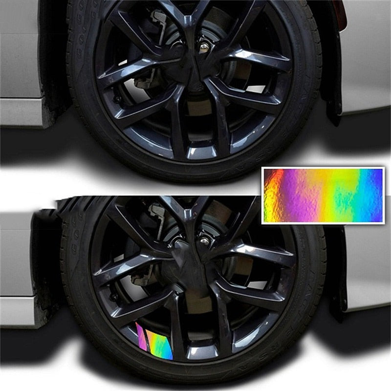 6Pcs Universal Car Wheel Rim Vinyl Stickers Reflective Hash Mark Stripe Racing Wheel Hub Decals Wheel Decor 2024 - $6.99