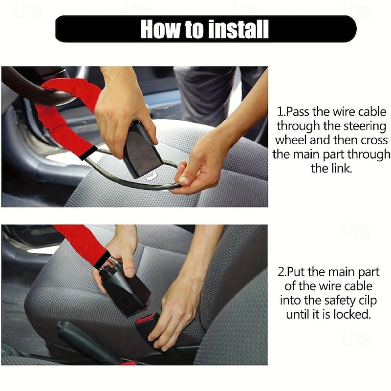 Steering Wheel Lock Seat Belt Lock Universal Anti Theft Device Car Lock Theft Prevention With 3 Keys For Car Security Fit Most Vehicles Truck SUV Van
