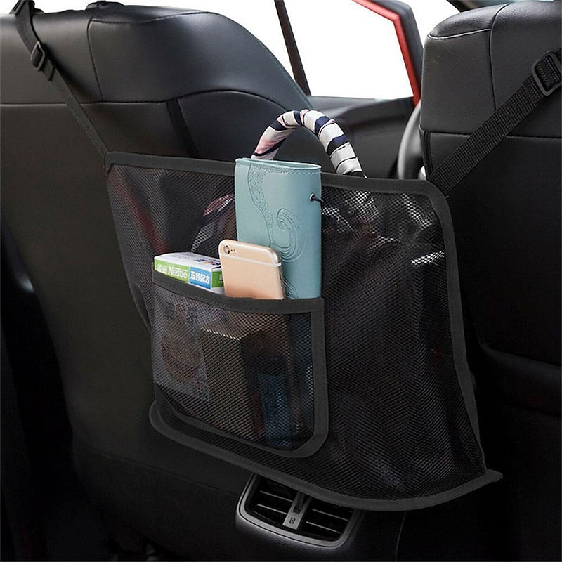 Car Net Pocket Handbag Holder. Durable Car Seat Storage and Handbag Holding Net. Thickened Polyester Fiber Hanging Storage Bag Between Car Seats for C