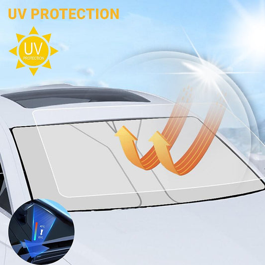 SEAMETAL Car Windshield Sun Shade Foldable Front Window Sunshade Sun Protection Car Curtains Summer Cooling UV Refletive Cover (Size: 80CM*142CM/65CM*