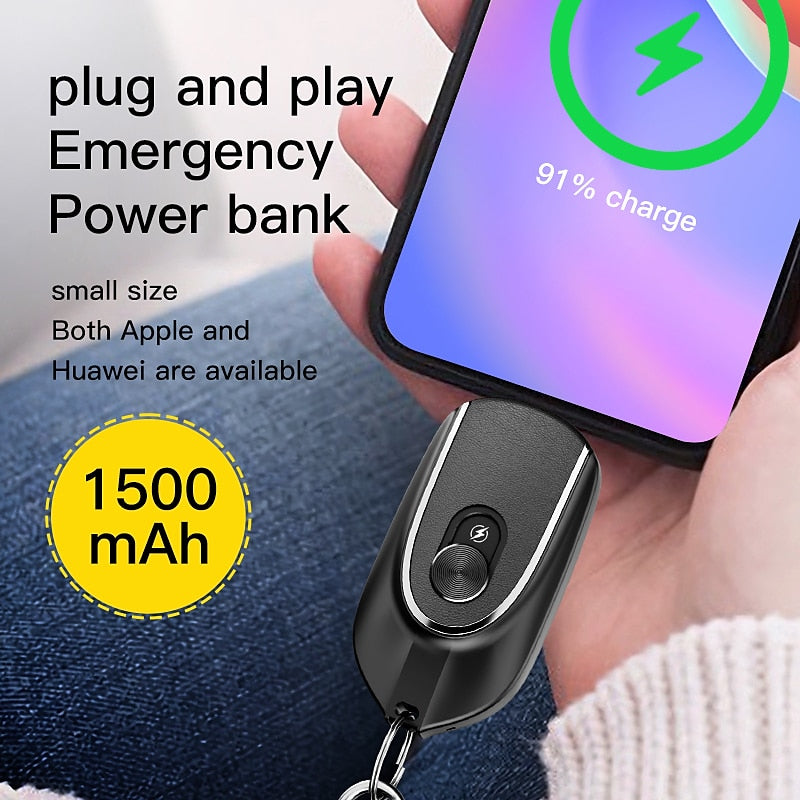 New mini emergency charging treasure keychain hanging buckle charging treasure portable gift emergency mobile power supply 1500M 2024 - GBP £10