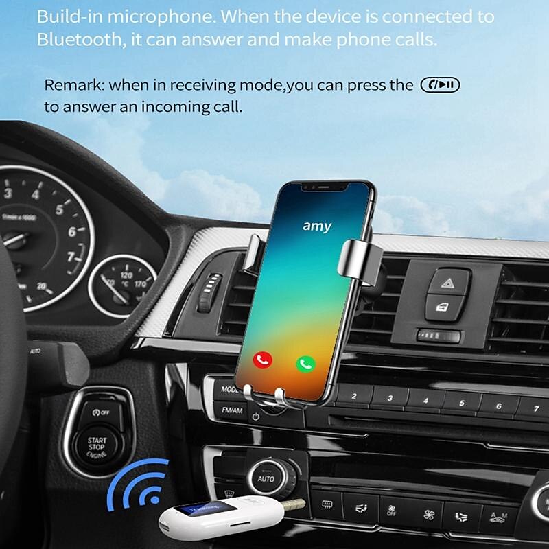 Car Bluetooth 5.0 Receiver for Car Noise Cancelling Bluetooth AUX Adapter Bluetooth Music Receiver for Home Stereo/Wired Headphones/Handsfree Calling
