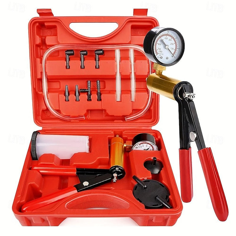 2 In 1 Brake Bleeder Kit Hand Held Vacuum Pump Test Set ForAutomotive With Protected Case Adapters One-Man Brake And ClutchBleeding System 2024 - $38.
