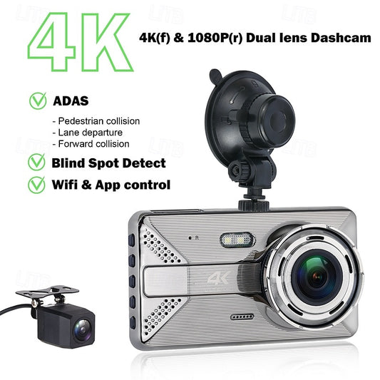 X20 MAX 2160P New Design / HD / with Rear Camera Car DVR 150 Degree Wide Angle 4 inch IPS Dash Cam with WIFI / Night Vision / G-Sensor 4 infrared LEDs