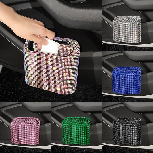 StarFire Glitter Trash Can For Car Storage Box Garbage Grabber Bling Rhinestone Door Trash Bin Auto Supplies Car Interior Accessories 2024 - $18.99