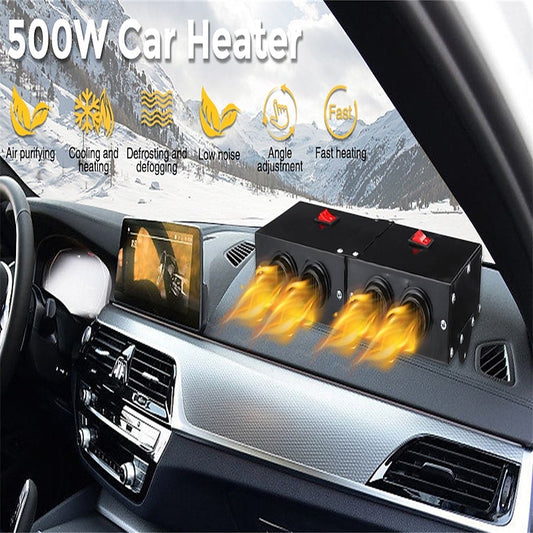 2 in 1 Portable Car Heater Windshield De-Icers Car Defogger  Car Heater and Cooling Fan with Purification for Winter 2 Holes 12V 500W 2024 - $42.99
