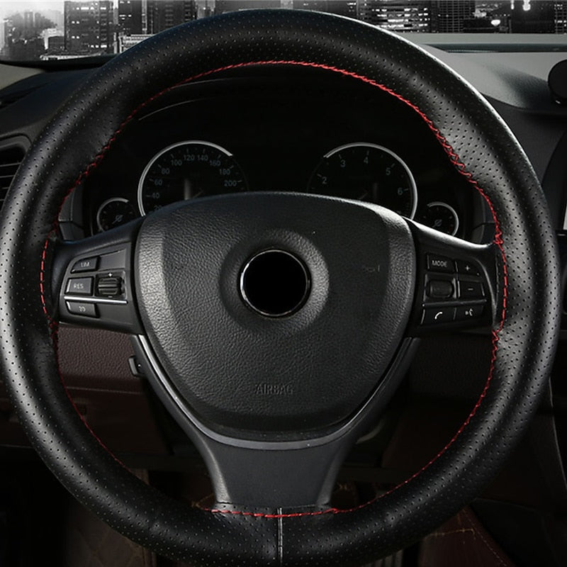 1 PCS Leather Car Steering Wheel Cover Breathable Universal Fit For 15~151/2 2024 - $12.99