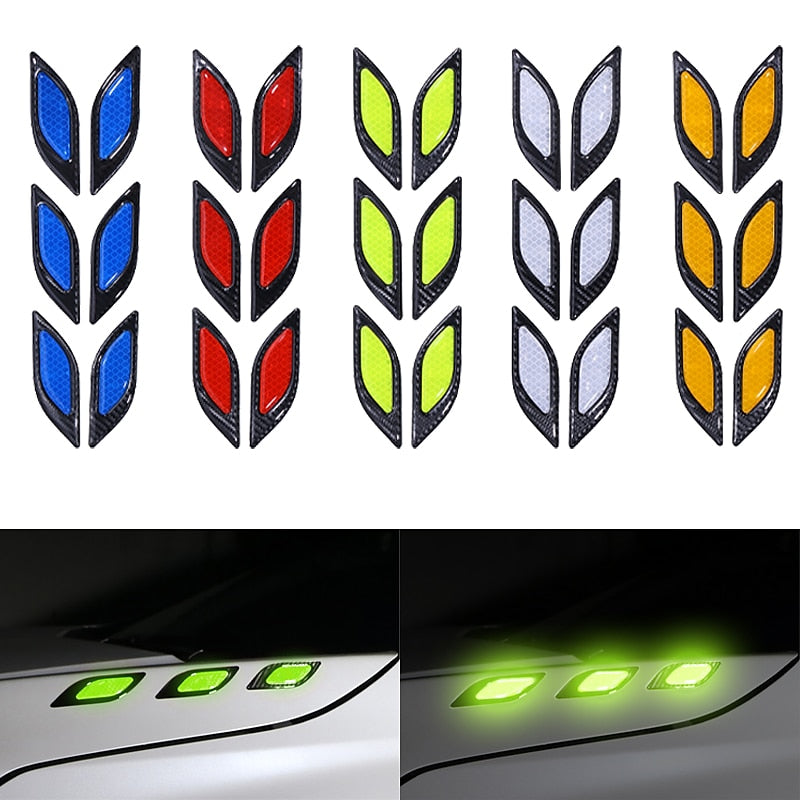 Reflective Carbon Fiber Bumper Strips Safety Warning Tape Secure Reflector Stickers Car Styling Exterior Accessories Common  Individuality Door Sticke