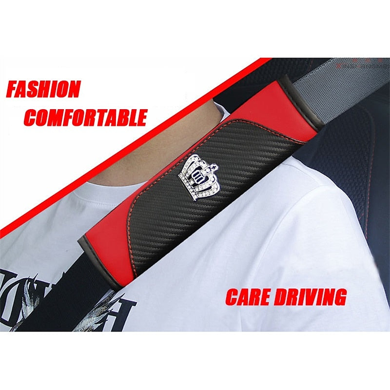 Carbon fiber leather car seat belt shoulder guard protective cover crown 2024 - $7.99