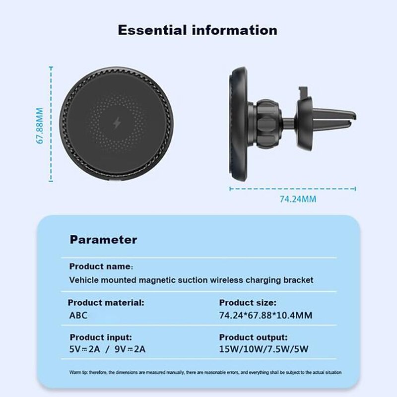 50W/15W/10W Fast Wireless Car Charger Magnetic Air Vent Mount Holder Stand Dock for iPhone 14 13 12 Pro Max Mini 2024 - $17.99