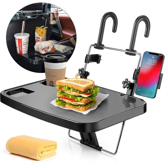 Foldable Car Seat Back Portable Tray with Phone Mount Steering Wheel Tray for Food Dining Drink and Laptop Hanging Car Steering Wheel Tray 2024 - $20.