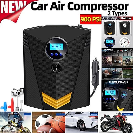 900PSI Car Air Compressor 19 Cylinder 120W Electric Digital Car Tire Inflatable Pump 12V Portable Air Pump Digital Auto Tire for Motorcycle Bicycle Ca