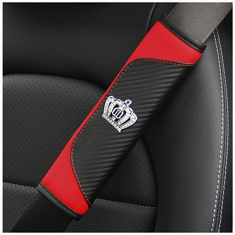 Carbon fiber leather car seat belt shoulder guard protective cover crown 2024 - $7.99