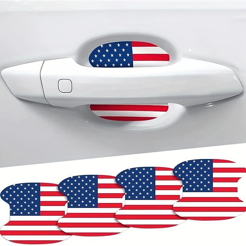 4/8pcs Car Door Handle American Flag Sticker American Celebration Festival Car Door Handle Flag Protection Sticker Prevent Body Scratch 2024 - GBP £0.