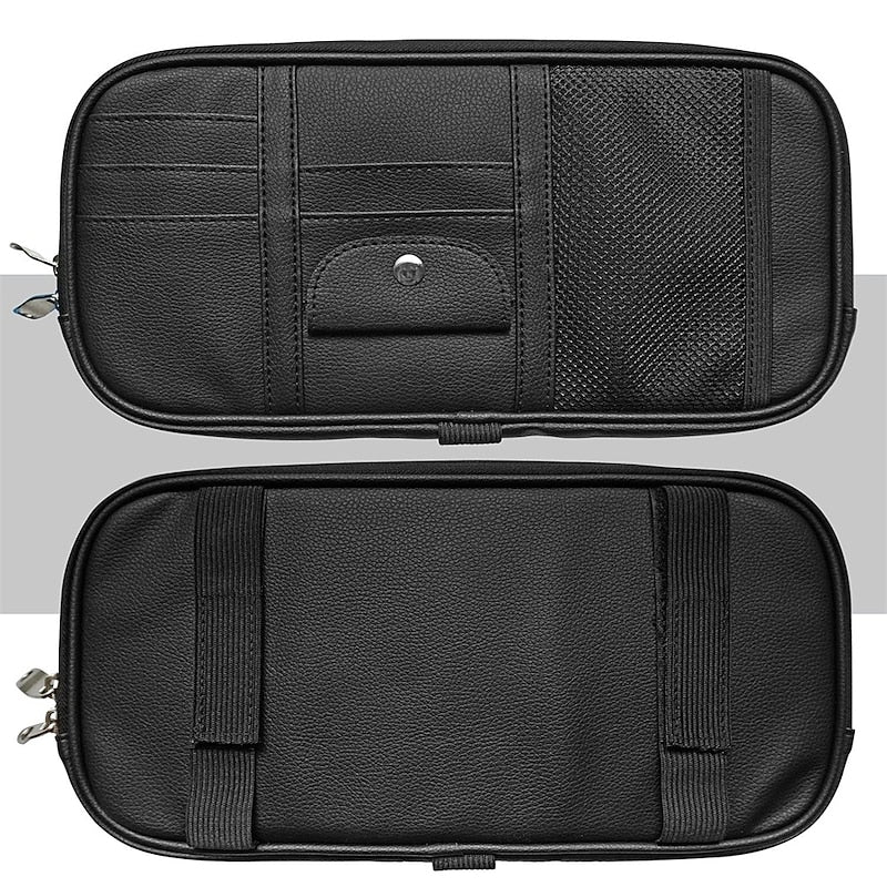 Car Sun Visor Organizer. Auto Interior Accessories Pocket Organizer Car Truck SUV Storage Pouch Glasses Bill Pen Card Holder with Multi-Pocket Net Zip