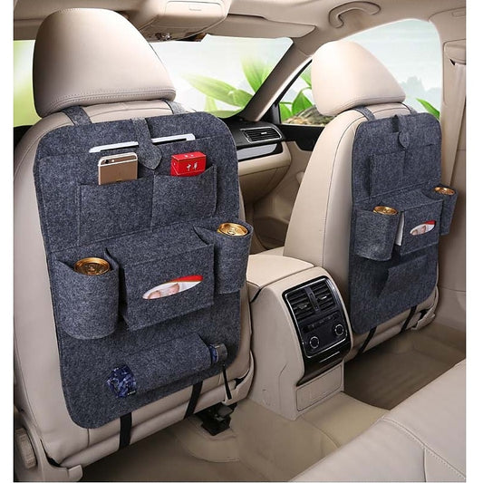 Car Interior Accessories Backseat Organizer with 10 inc Clear Tablet Holder and 6 Storage Pockets Back Seat Protector for iPad Snacks Drinks Toys Book