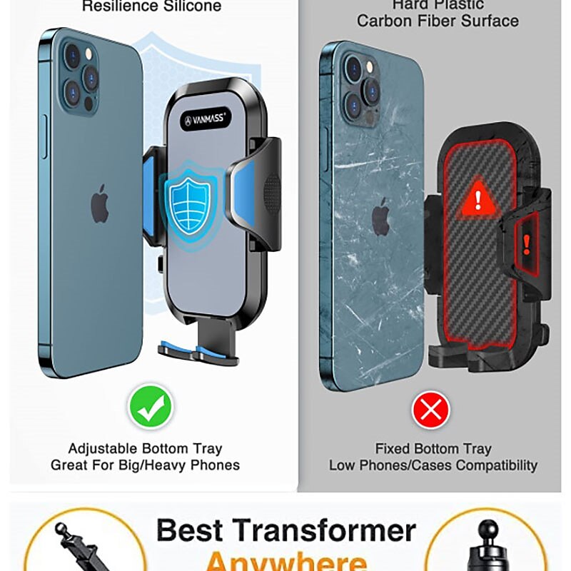 StarFire Car Phone Holder Mount Sturdiest Hook Clip Strongest Suction Cup Handsfree Cell Phone Holder Car Dash Windshield Air Vent Stand for iPhone 14