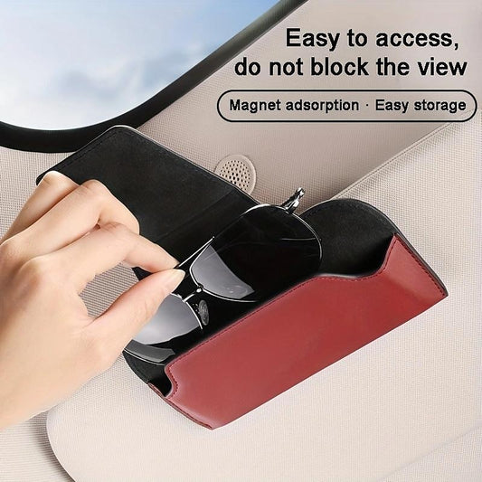 Leather Car Glasses Case Auto Sun Visor Glasses Holder Sunglasses Box Clip Card Ticket Holder Car Interior Storage Organizer 2024 - $7.99