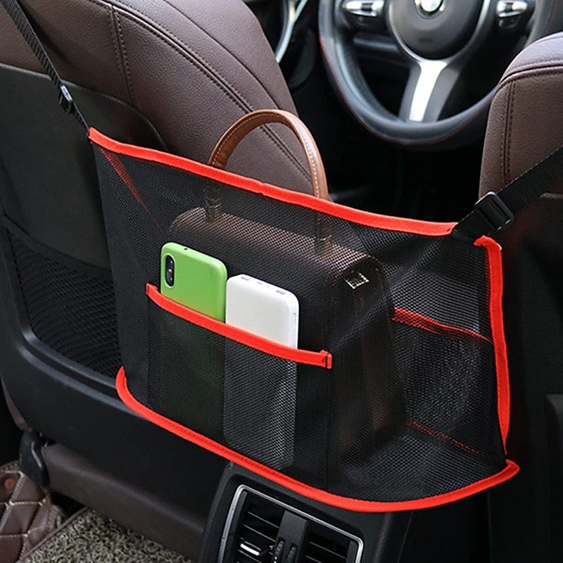 Car Net Pocket Handbag Holder. Durable Car Seat Storage and Handbag Holding Net. Thickened Polyester Fiber Hanging Storage Bag Between Car Seats for C