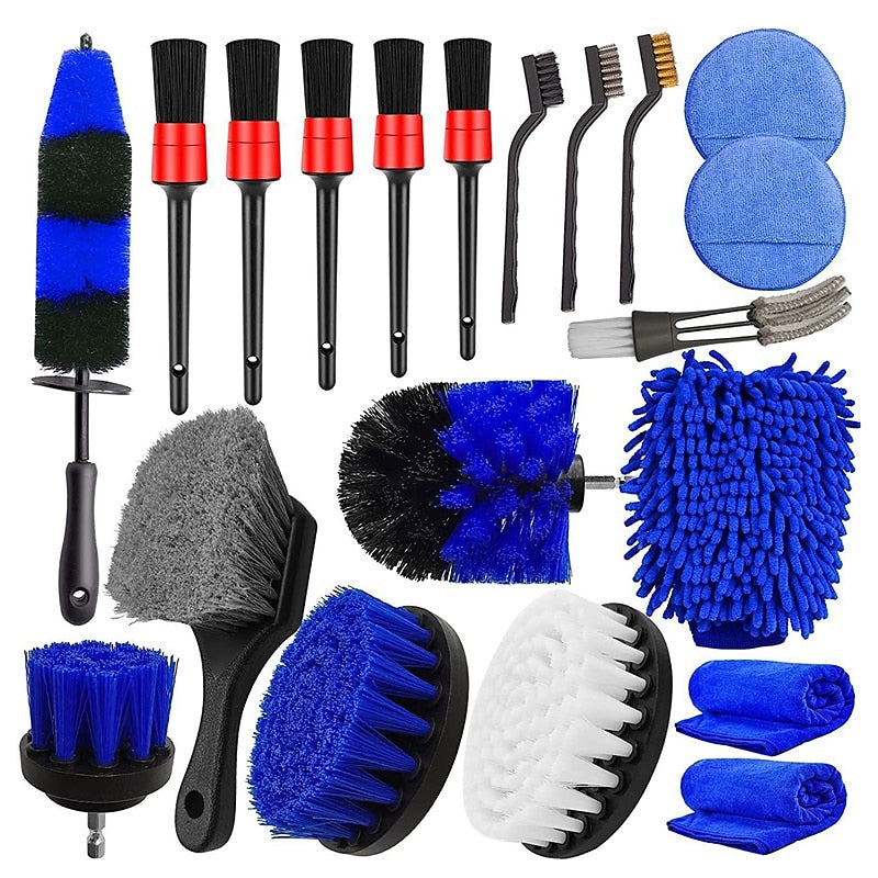 20pcs Plastics Car Cleaning Kit Reusable Soft Car Wash Brush Detailing Brush Set Car Brushes Car Detailing Brush For Car Cleaning Brush Dashboard Air