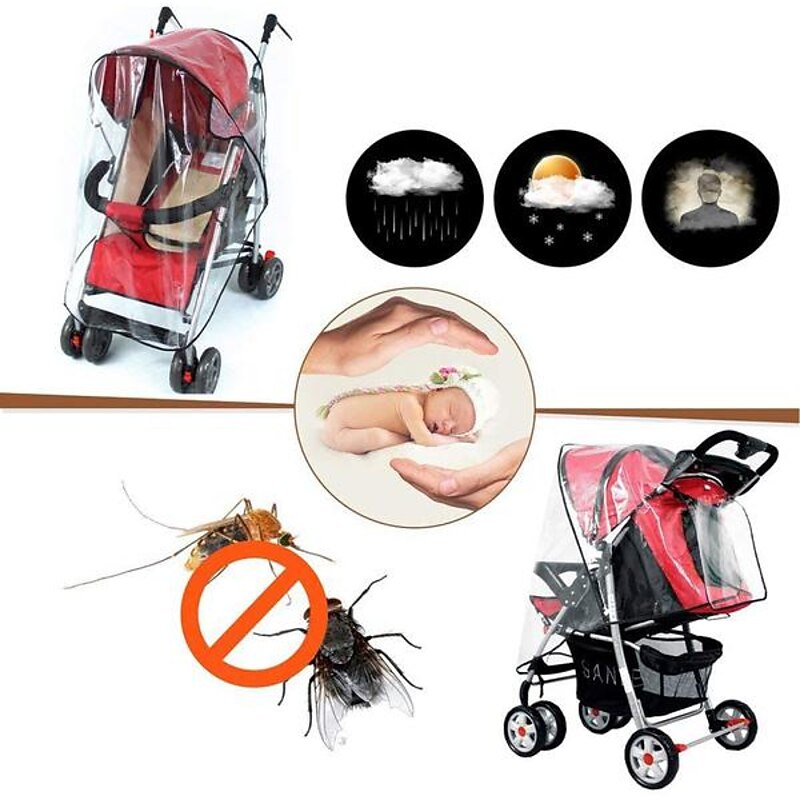 Universal Baby Stroller Rain Cover Pram Raincover Pushchair EVA Transparent and Waterproof for Buggy Baby Stroller Baby Carriage Travel Outdoor 2024 -
