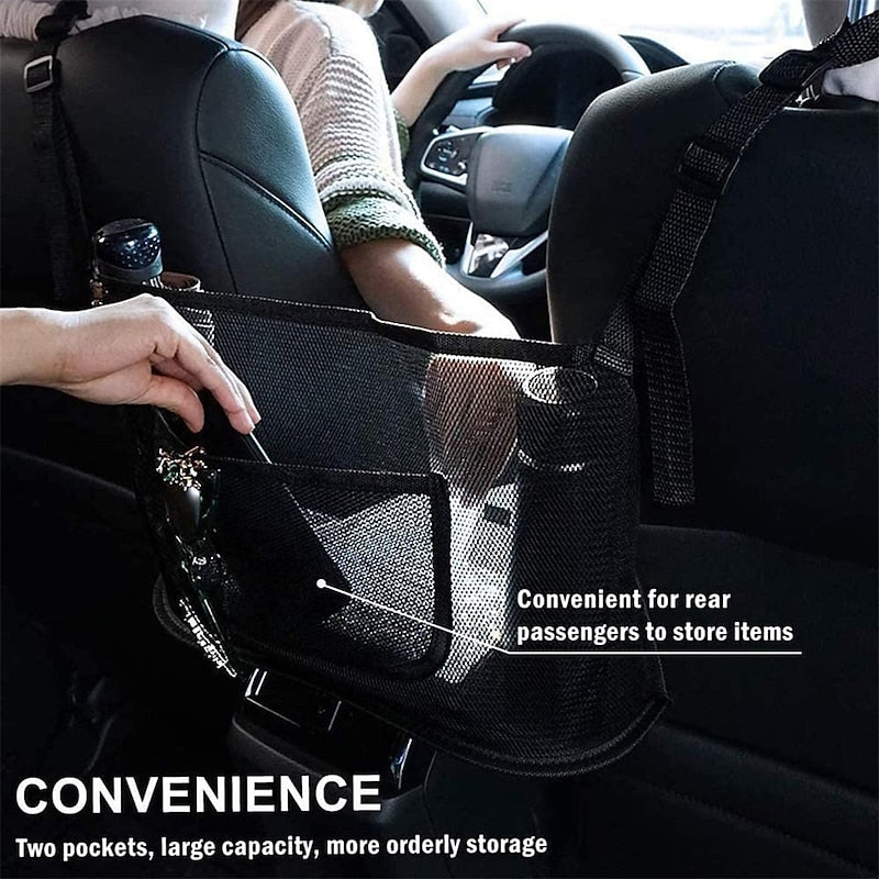 Car Net Pocket Handbag Holder. Durable Car Seat Storage and Handbag Holding Net. Thickened Polyester Fiber Hanging Storage Bag Between Car Seats for C