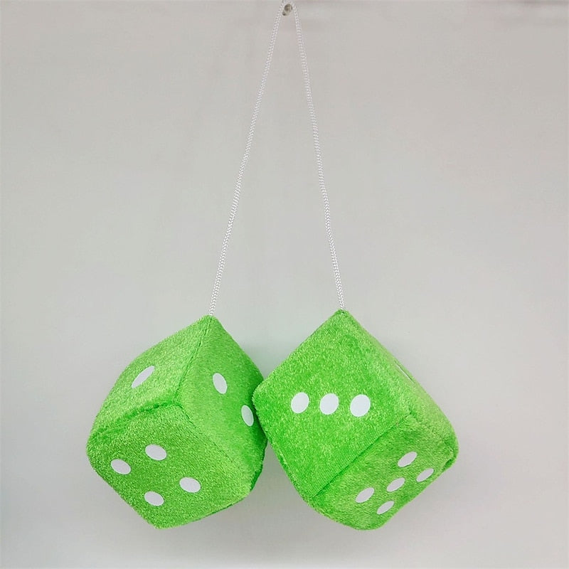 1Pair Car Pendant Interior Hanging Rearview Mirrors Short Plush Fuzzy Dice 2.75inc Plush Car Decorative Hanging Mirror Fuzzy Dice Lucky Hanging Access