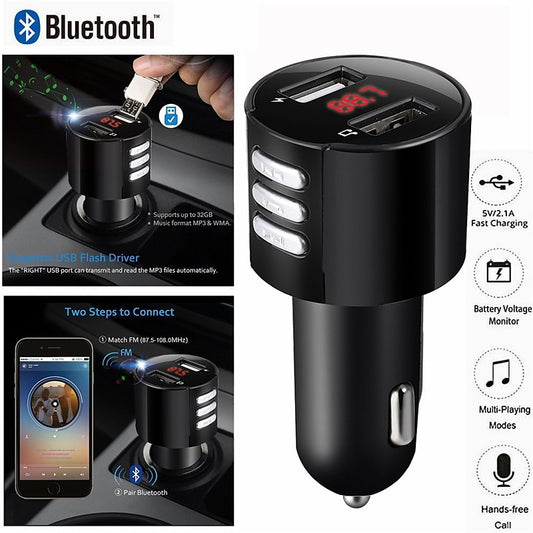 Wireless Bluetooth 5.0 Car FM Transmitter MP3 Music Player AUX Radio Adapter Dual USB Charger Handsfree Car Kits 2024 - $10.99