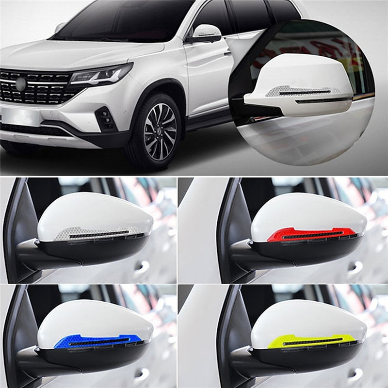 2pcs Reflective Car Stickers Rearview Mirror Reflective Protection Stickers Decals Safety Warning Anti-collision Universal Car Exterior Accessories 20