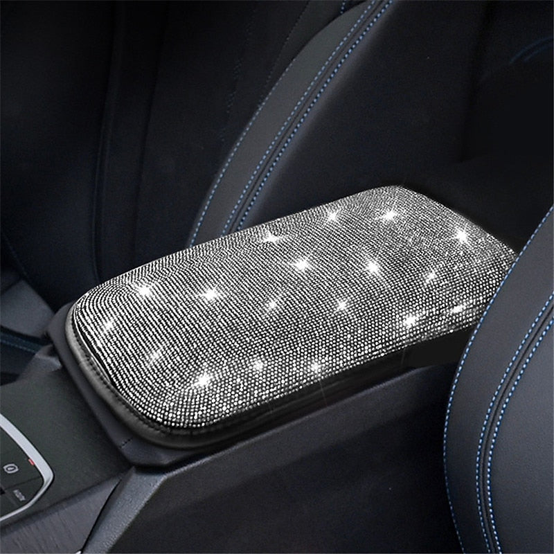 Bling Bling Car Armrest Cover Luster Crystal Car Center Console Cover Protector Universal Auto Arm Rest Cushion Pads Car Interior Decor Accessories 20