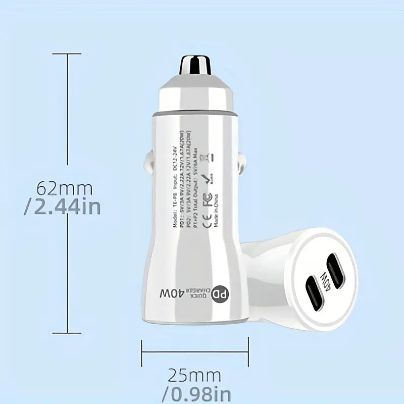 40 W Dual PD Car Charging PDPD Fast Charge 40 W Car Charger New 40 W Dual Type-C Port Charging 2024 - GBP £10