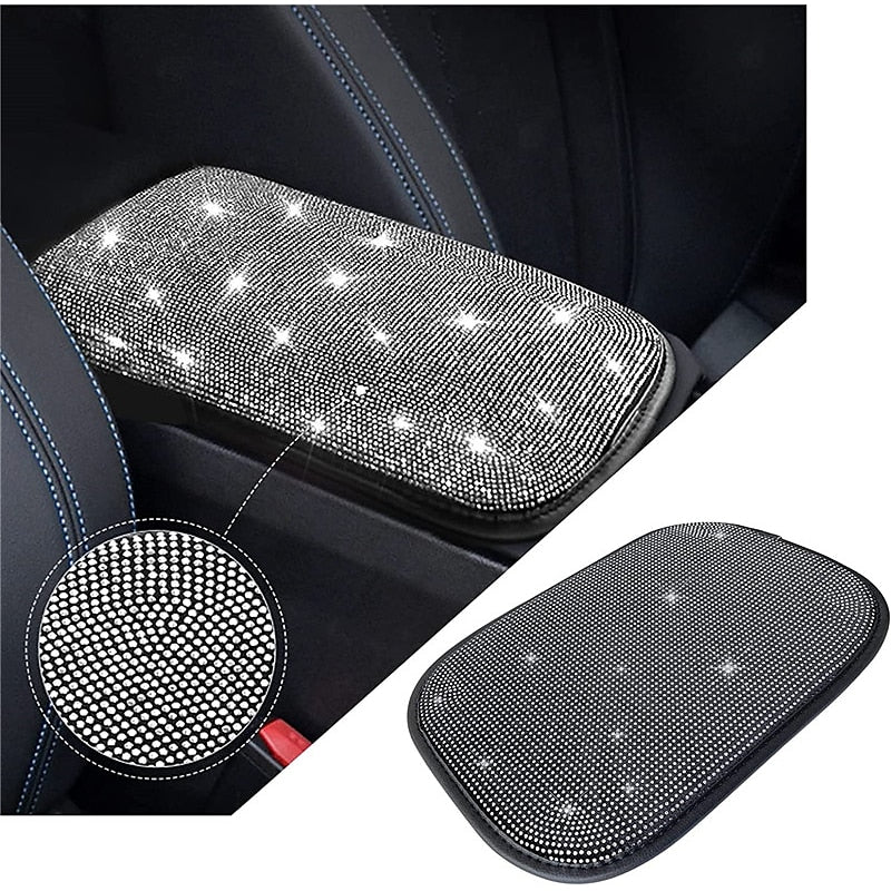 Bling Bling Car Armrest Cover Luster Crystal Car Center Console Cover Protector Universal Auto Arm Rest Cushion Pads Car Interior Decor Accessories 20