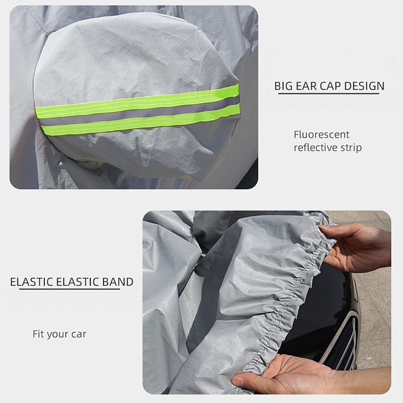 StarFire All Size High Quality Car Cover Full Cover Four Seasons Universal Thick Waterproof Sunshade Sunscreen Car Cover Reflective Warning Safety Car