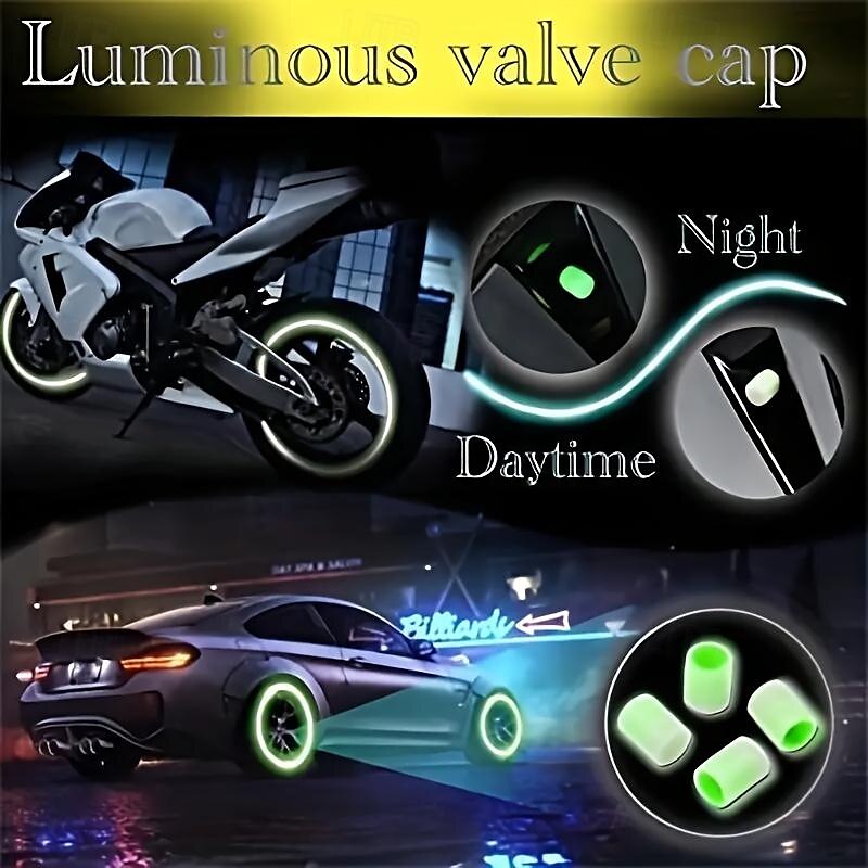 Starfire Car Luminous Valve Valve Green Pink Blue Yellow Car Tire Valve Cap Motorcycle Valve Core Glow 2024 - $11.99
