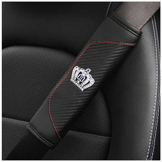 Carbon fiber leather car seat belt shoulder guard protective cover crown 2024 - $7.99