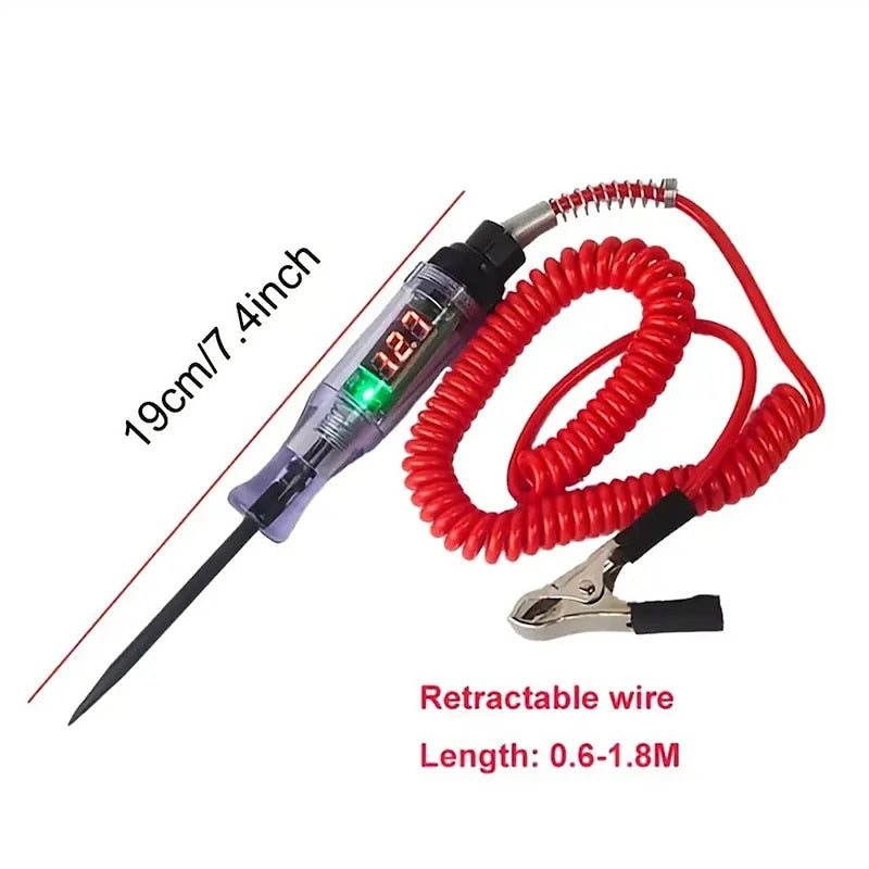 Car Test Pen Circuit Tester DC Truck Voltage Digital Display Long Probe Pen With Light Automotive Diagnostic Tools Auto Repair Tool 2024 - $9.99