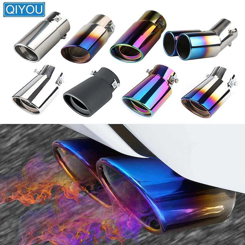 Stainless Steel Car Exhaust Tip. Universal Car Exhaust Pipe Modification Tail Throat Tail Pipe. Steel Exhaust Tips Chrome-Plated Finish Tailpipe 2024