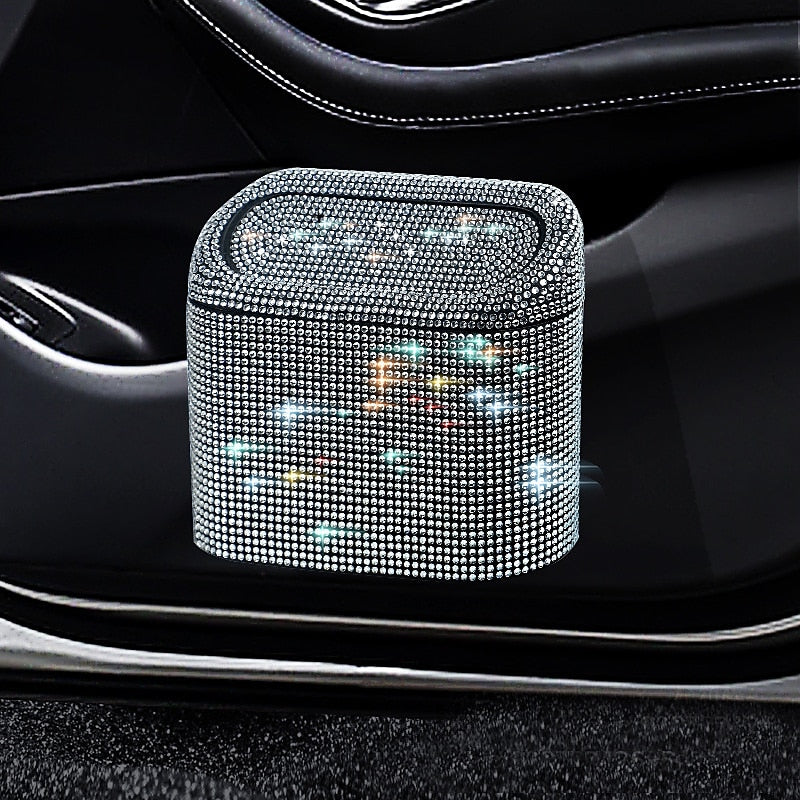 StarFire Glitter Trash Can For Car Storage Box Garbage Grabber Bling Rhinestone Door Trash Bin Auto Supplies Car Interior Accessories 2024 - $18.99