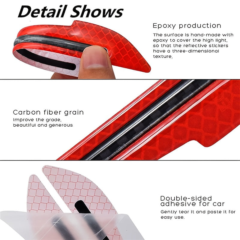 2pcs Reflective Car Stickers Rearview Mirror Reflective Protection Stickers Decals Safety Warning Anti-collision Universal Car Exterior Accessories 20
