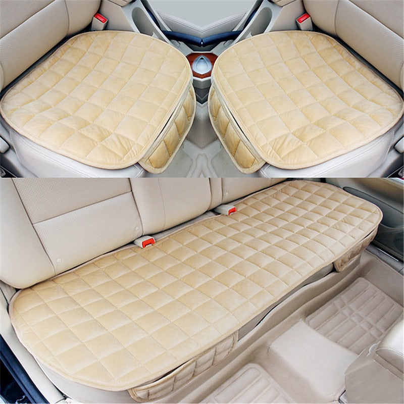 Plush Plaid Thicken Warm Car Seat Cushion Pad Car Seat Protector Car Front Rear Seat Covers For Car SUV Truck Car Accessories 2024 - $28.99